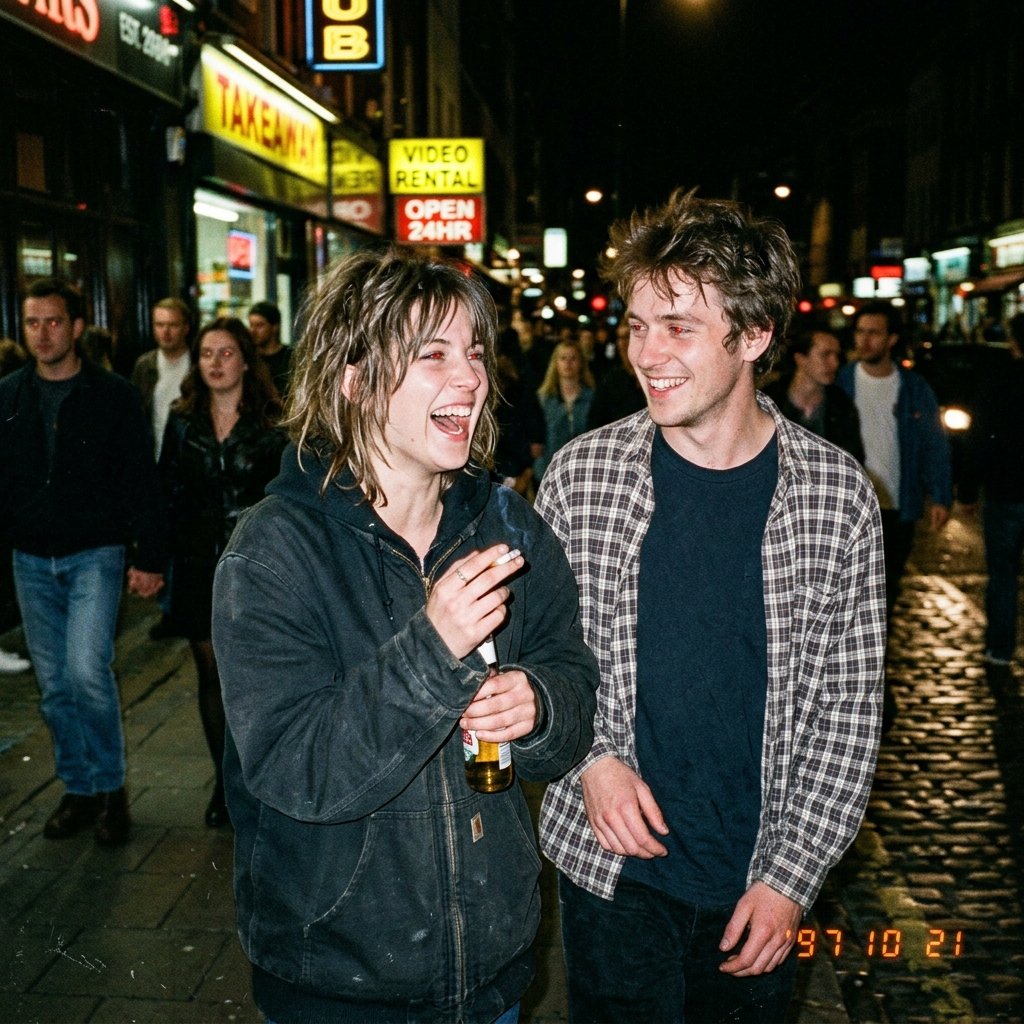 90s Flash Disposable Camera Night Street Candid ('97 Date Stamp)