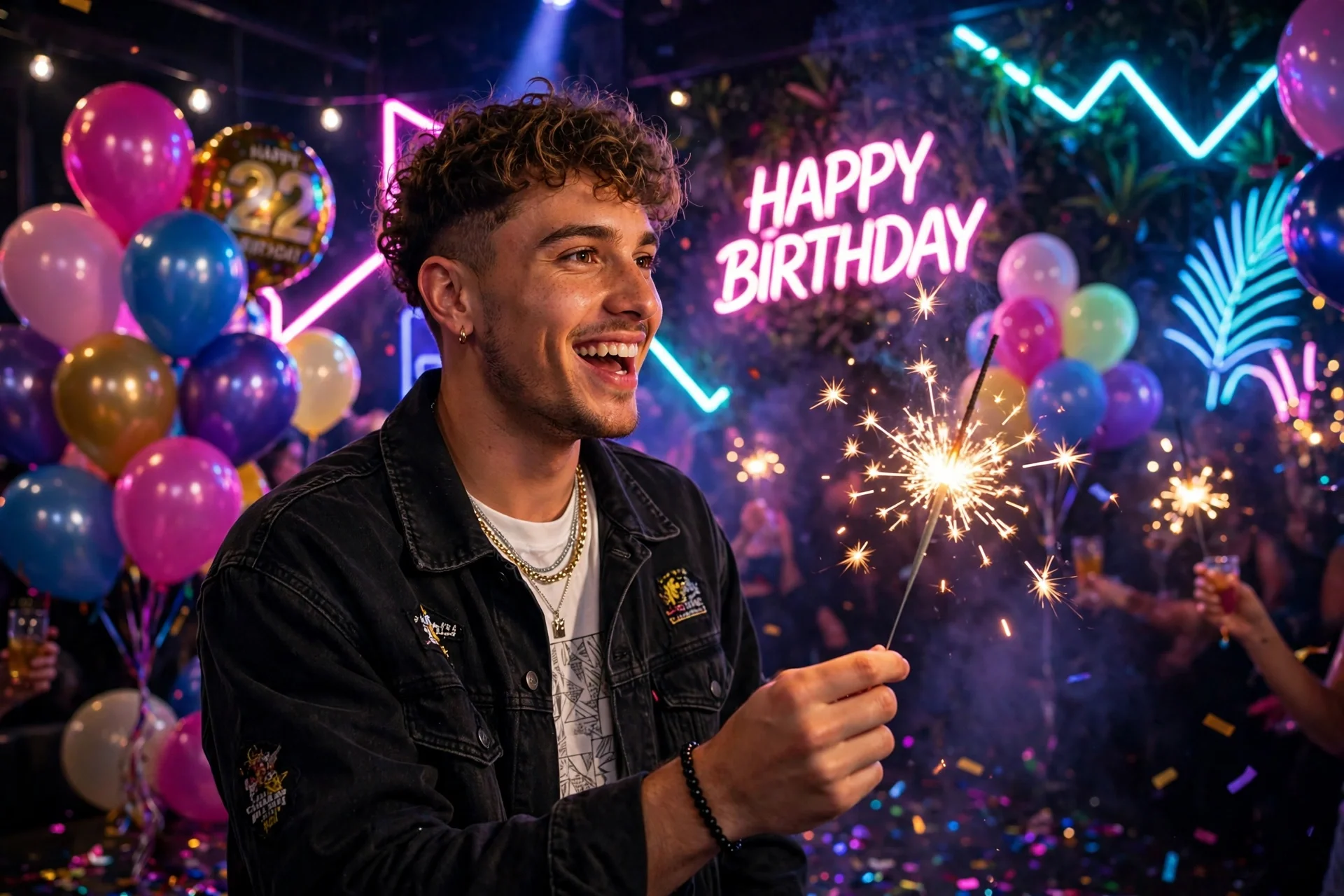 Neon Birthday Party — Stylish Photo Edit Prompt