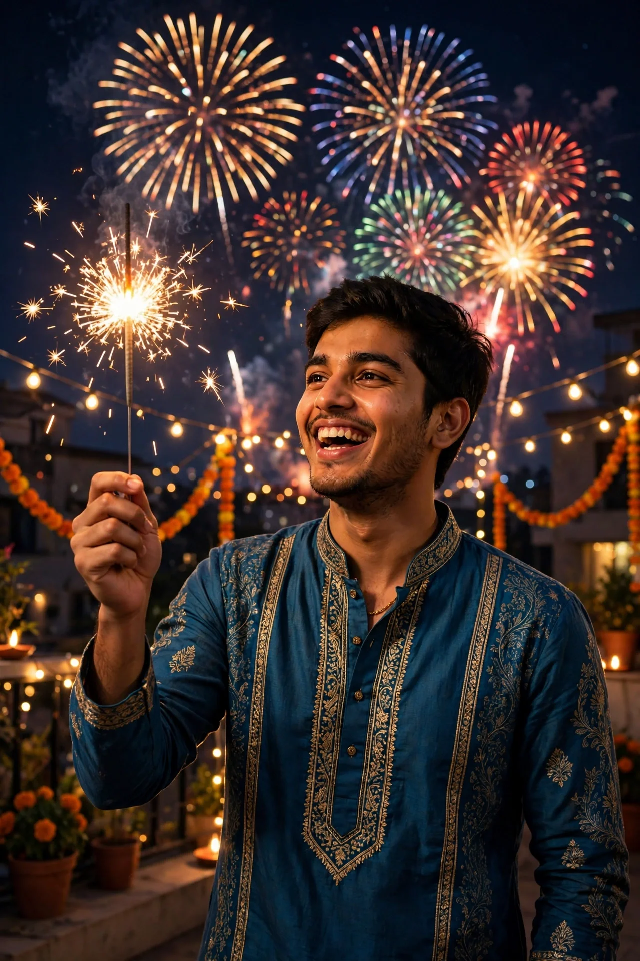 Diwali Fireworks Night — Celebration Photo Edit Prompt