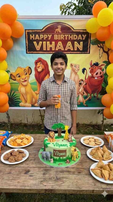 Vihaan Name Happy Birthday Gemini Prompt: Lion King Jungle Scene