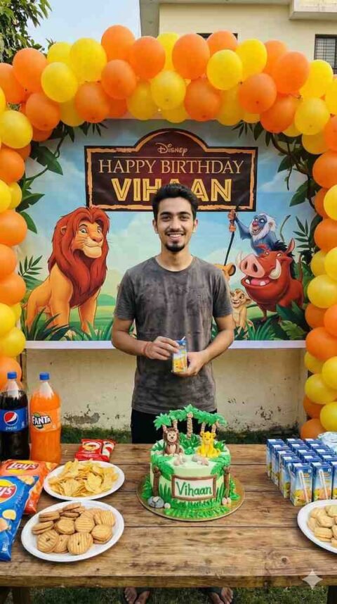 Vihaan Name Happy Birthday Gemini Prompt: Lion King Jungle Scene