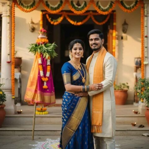 Gudi Padwa Couple Photoshoot AI Prompt