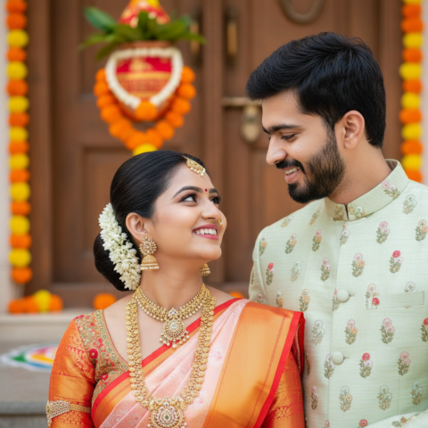 Gudi Padwa Festive Couple Close-Up Prompt