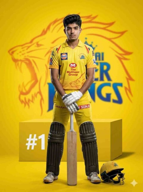 CSK Cricket Cinematic Photo Prompt – Ultra Realistic DSLR Full Body Cricket Poster Prompt