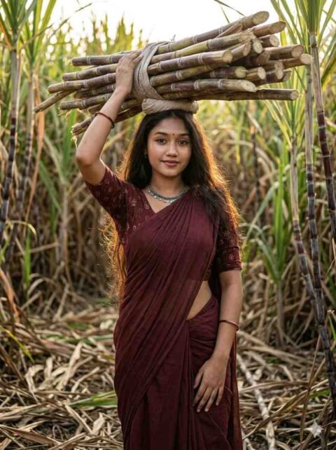 Ultra Realistic Rural Indian Woman Portrait Prompt | 8K Cinematic Sugarcane Field Photography